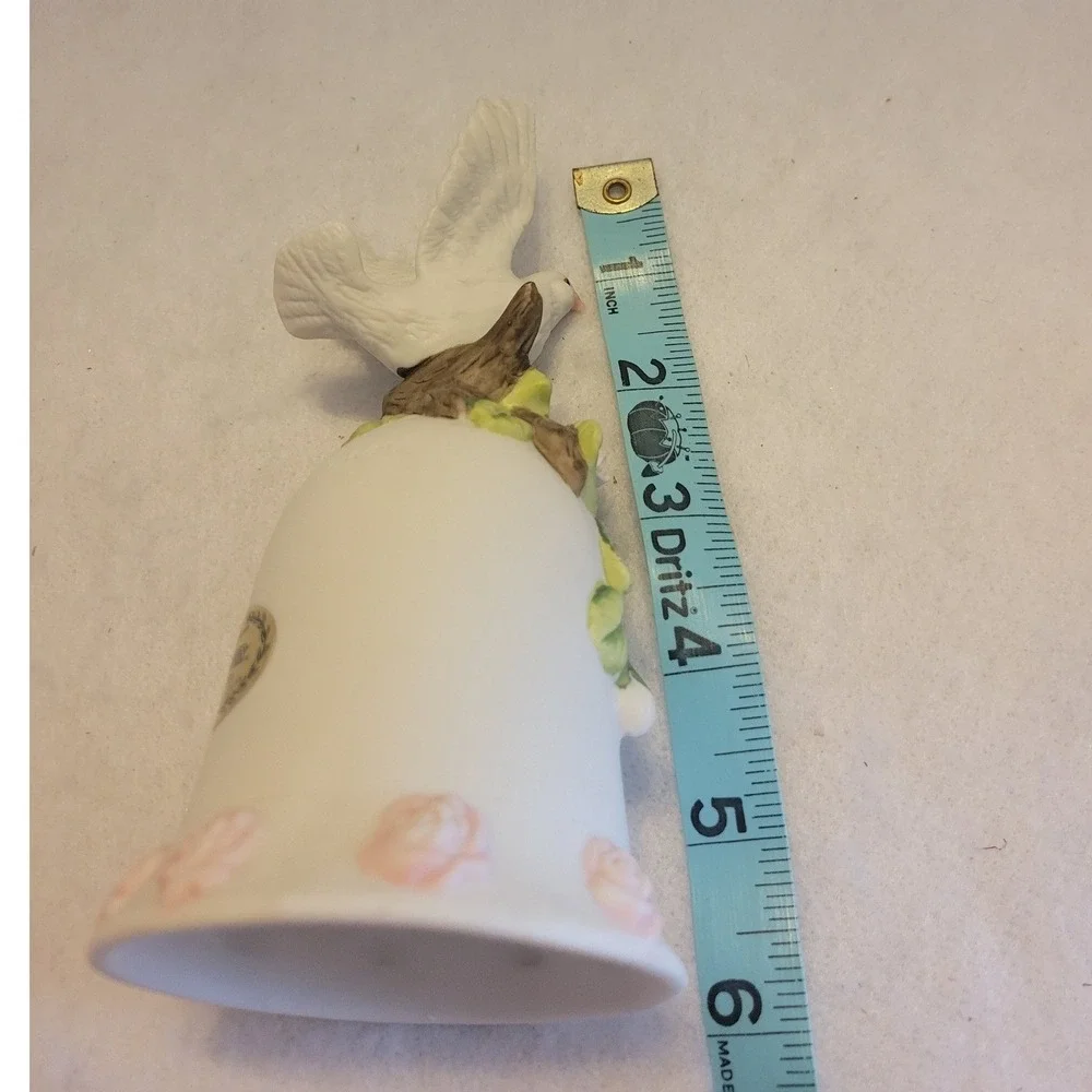Vintage Seymour Mann Bisque Porcelain Dove Bell Ornament Floral Bird 1996 Decor‎